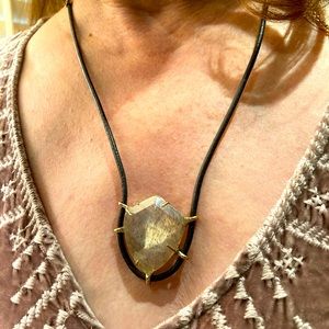 Alexis Bittar Shield leather necklace